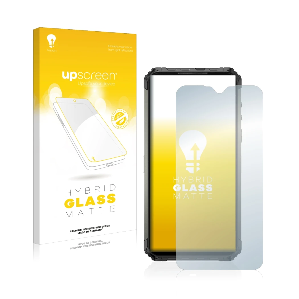 Face avant d’un emballage produit avec le logo de la marque upscreen. À côté, l’appareil Ulefone Armor 7 est représenté avec l