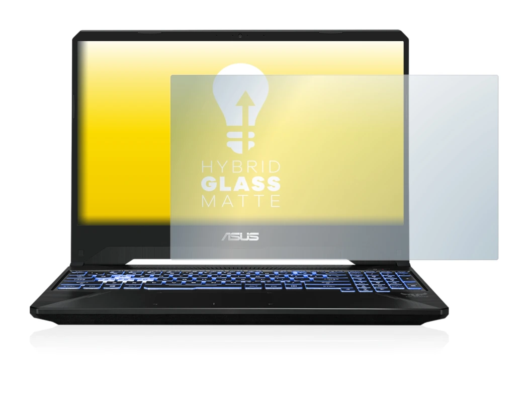 Image de l'appareil ASUS TUF Gaming X505 avec une grande variété de protections d'écran.