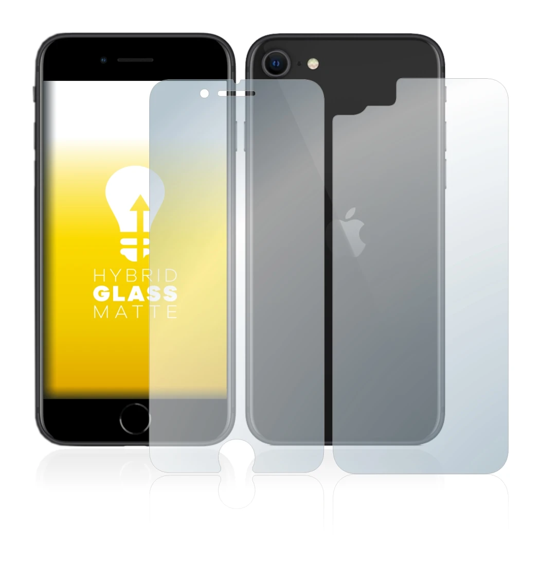 Image de l'appareil Apple iPhone SE 2 2020 (Avant+Arrière) avec une grande variété de protections d'écran.