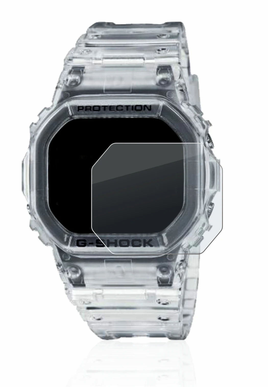 Image de l'appareil Casio G-Shock DW-5600SKE-7 avec une grande variété de protections d'écran.