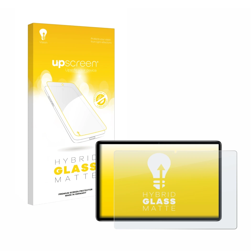 Face avant d’un emballage produit avec le logo de la marque upscreen. À côté, l’appareil Blackview Oscal Pad 10 est représenté