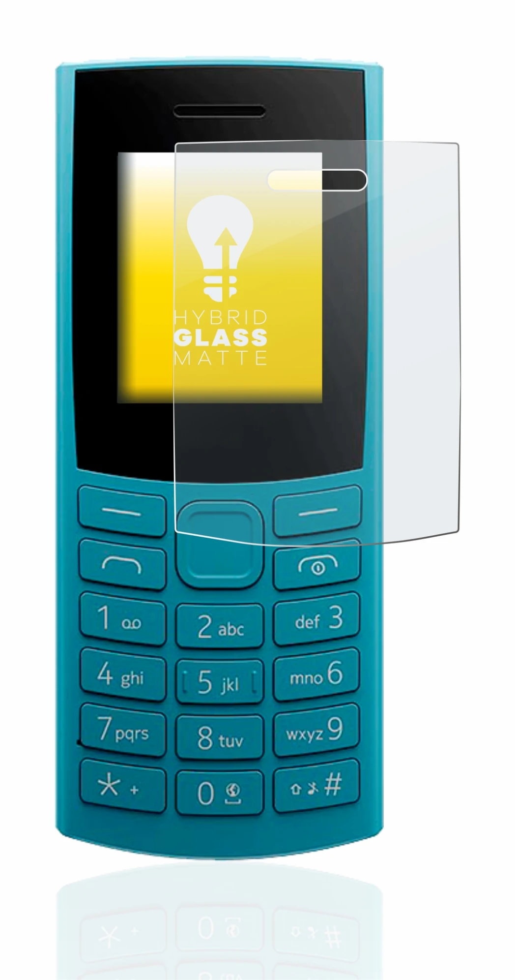 Image de l'appareil Nokia 105 4G (2023) avec une grande variété de protections d'écran.