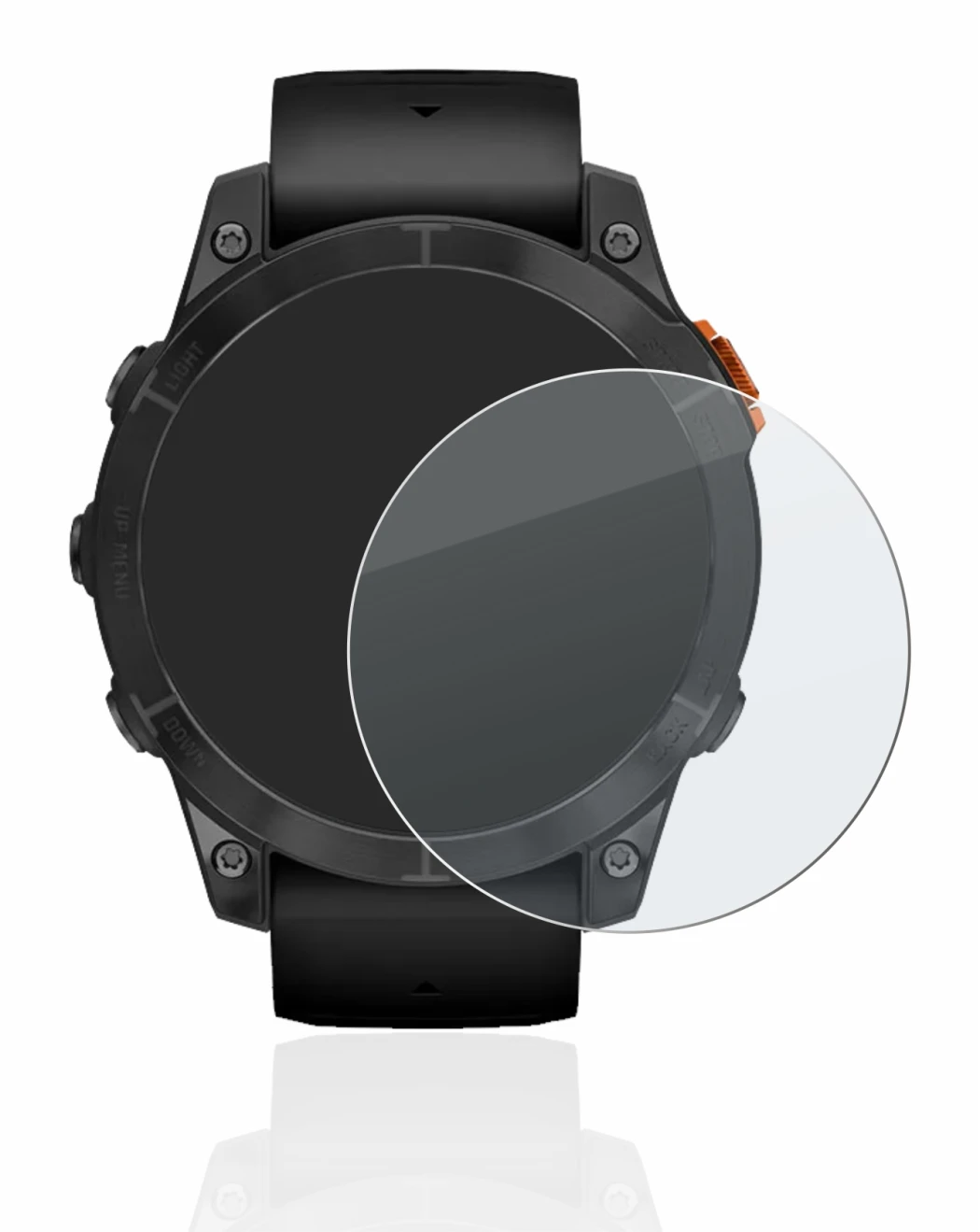 Image de l'appareil Garmin Fenix 7 Pro Solar (47 mm) avec une grande variété de protections d'écran.