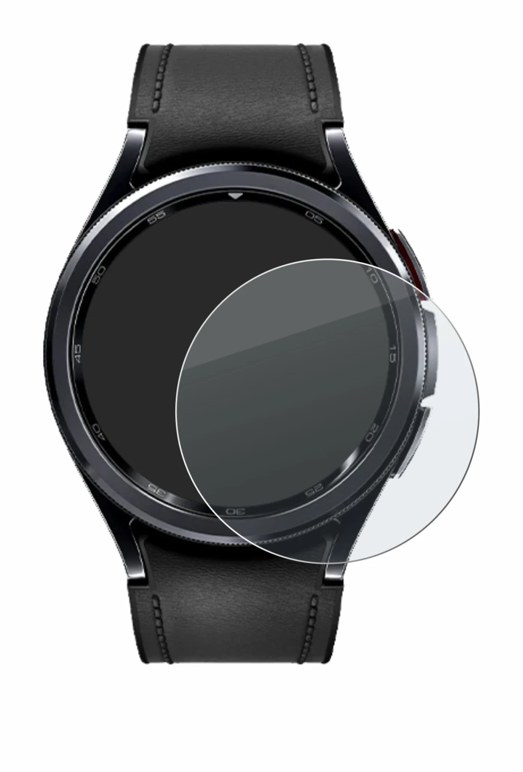 Image de l'appareil Samsung Galaxy Watch 6 Classic (47 mm) avec une grande variété de protections d'écran.