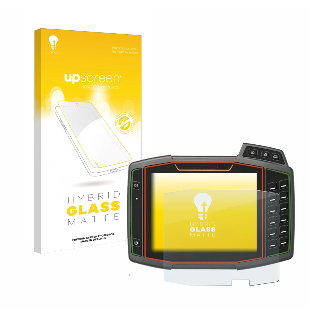Face avant d’un emballage produit avec le logo de la marque upscreen. À côté, l’appareil Amazone AmaTron 4 est représenté avec