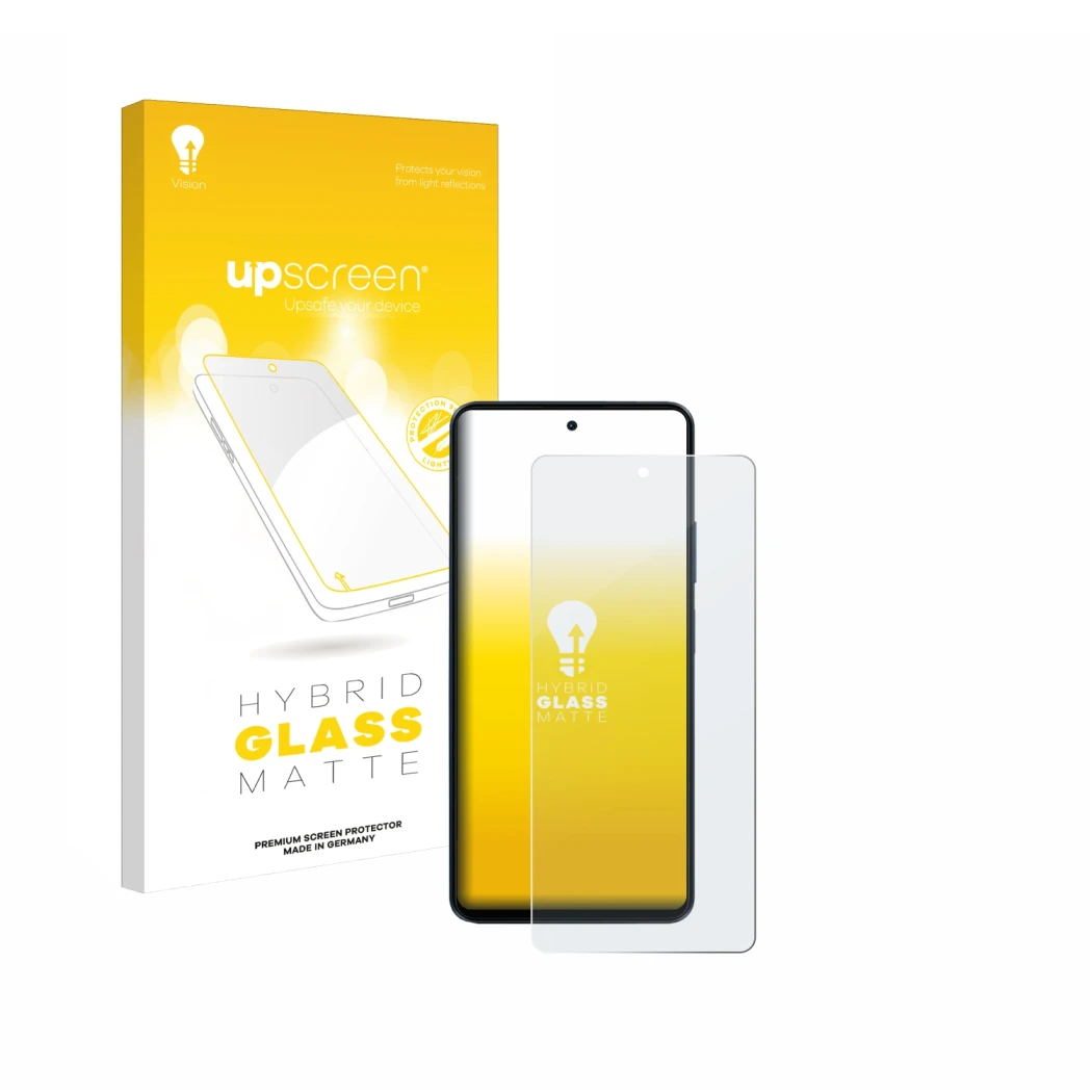 Face avant d’un emballage produit avec le logo de la marque upscreen. À côté, l’appareil Blackview Shark 8 est représenté avec