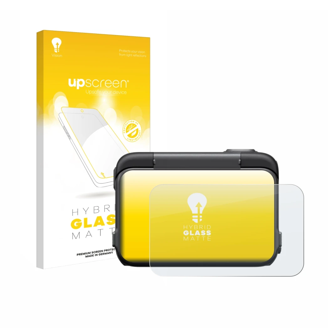 Face avant d’un emballage produit avec le logo de la marque upscreen. À côté, l’appareil Insta360 Ace Pro est représenté avec 