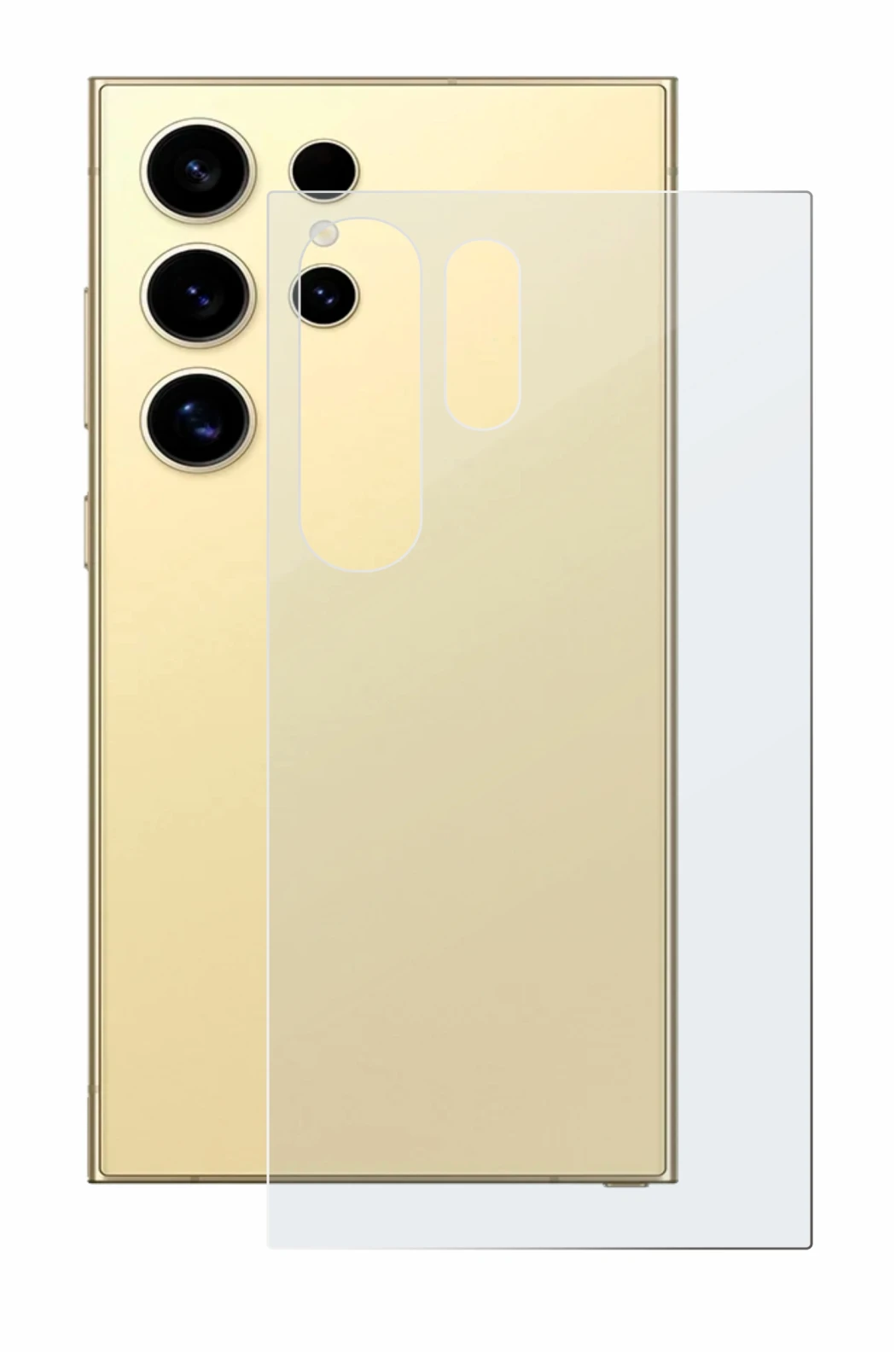 Image de l'appareil Samsung Galaxy S24 Ultra (Arrière) avec une grande variété de protections d'écran.