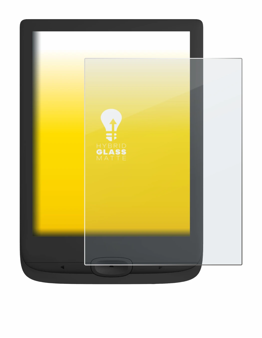 Image de l'appareil PocketBook Basic Lux 4 avec une grande variété de protections d'écran.