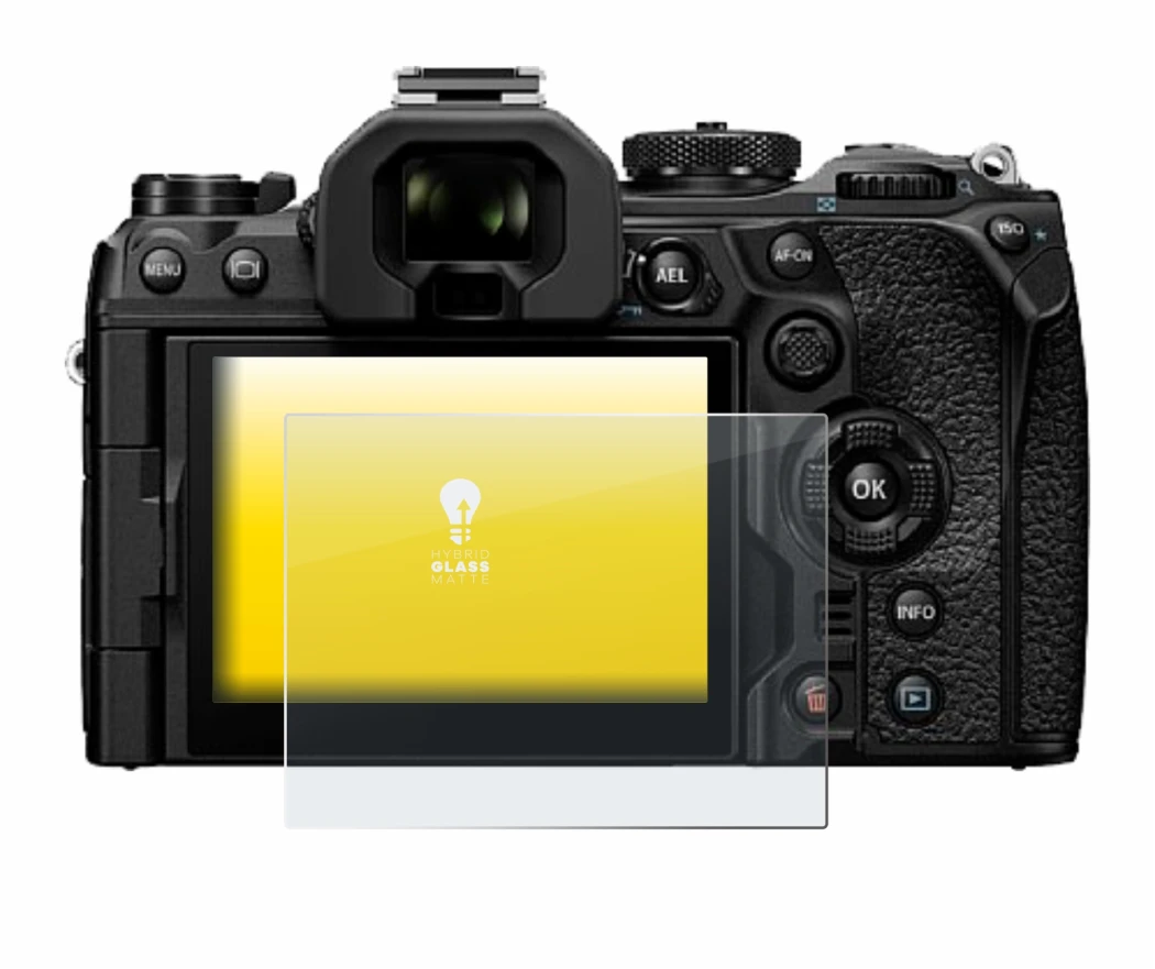 Image de l'appareil Olympus OM System OM-1 Mark II avec une grande variété de protections d'écran.