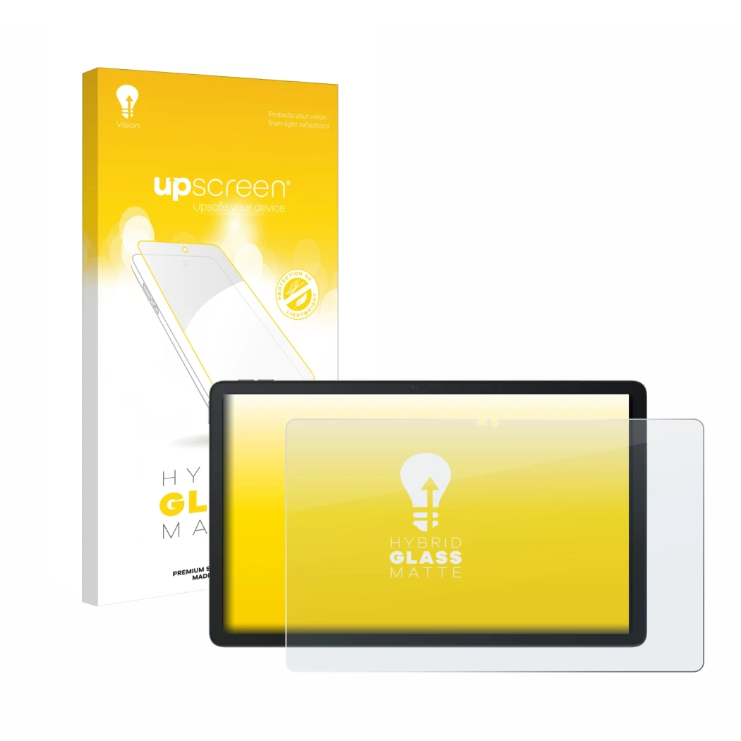 Face avant d’un emballage produit avec le logo de la marque upscreen. À côté, l’appareil Blackview Mega 1 est représenté avec 