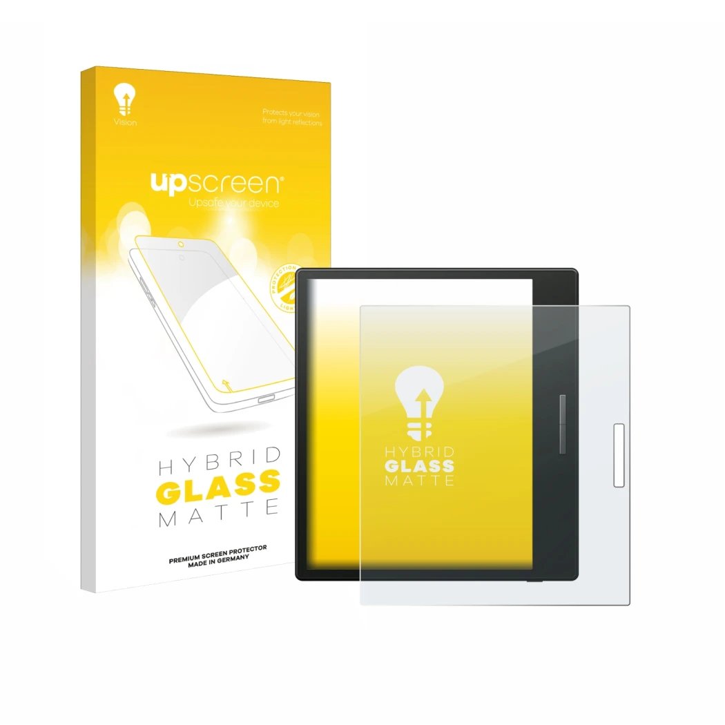 Face avant d’un emballage produit avec le logo de la marque upscreen. À côté, l’appareil Boox Go Color 7 est représenté avec l