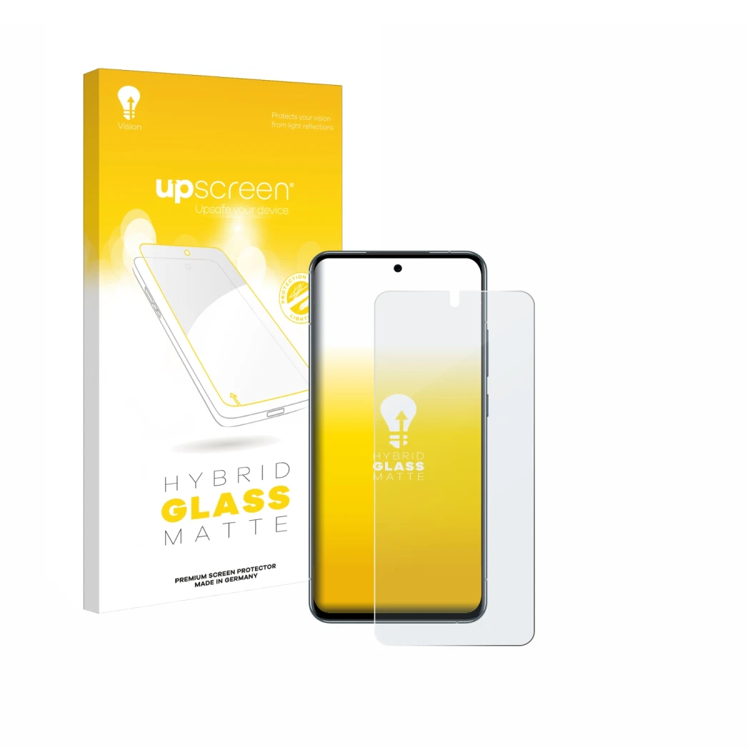 Face avant d’un emballage produit avec le logo de la marque upscreen. À côté, l’appareil Nokia X30 5G est représenté avec la p