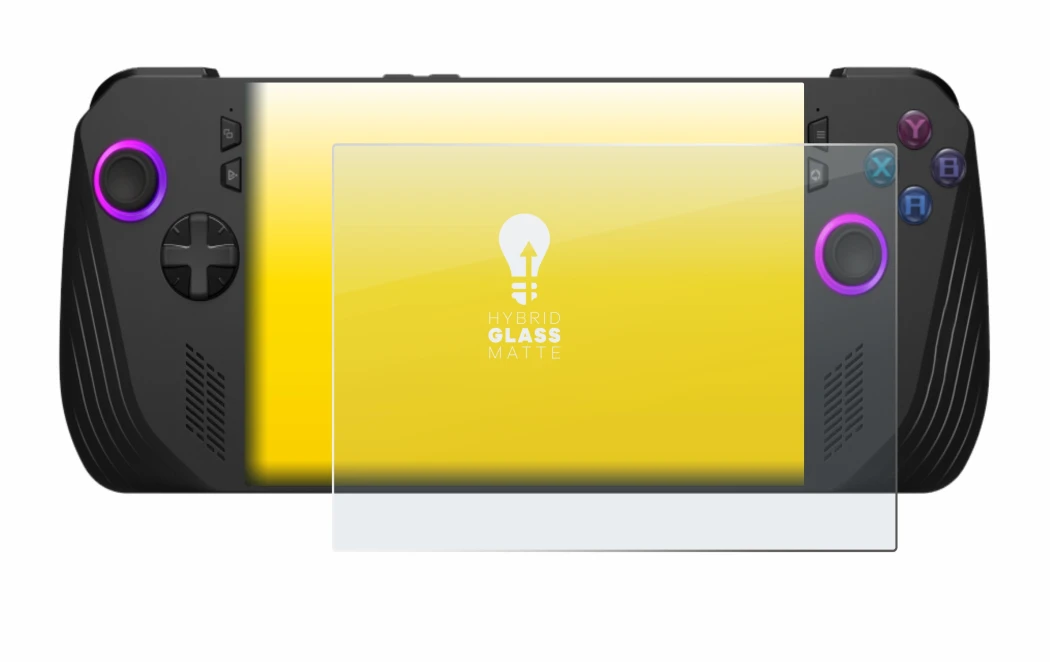 Image de l'appareil ASUS ROG Ally X (2024) avec une grande variété de protections d'écran.