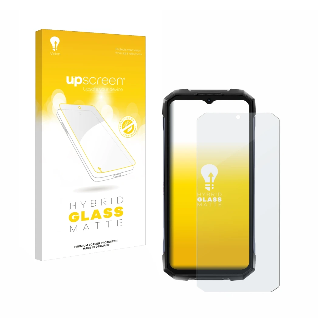 Face avant d’un emballage produit avec le logo de la marque upscreen. À côté, l’appareil Hotwav Hyper 7 Pro est représenté ave