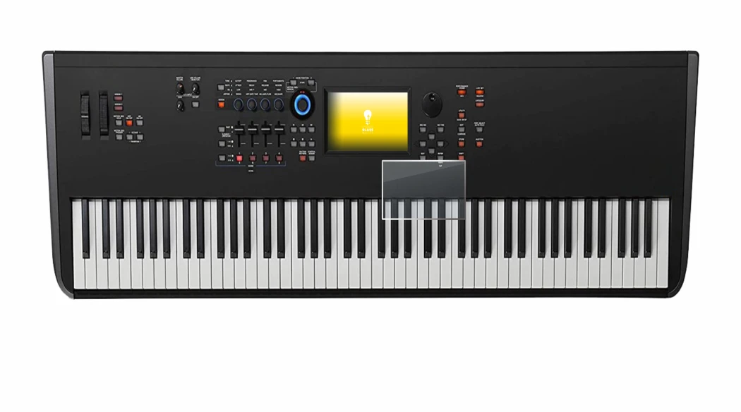 Image de l'appareil Yamaha MODX8+ avec une grande variété de protections d'écran.