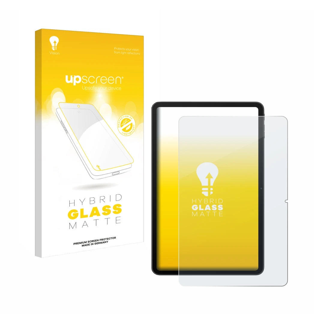 Face avant d’un emballage produit avec le logo de la marque upscreen. À côté, l’appareil Blackview MEGA 2 est représenté avec 