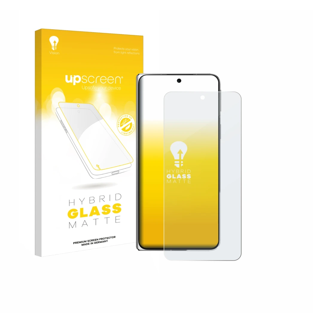 Face avant d’un emballage produit avec le logo de la marque upscreen. À côté, l’appareil Oppo Find N5 est représenté avec la p