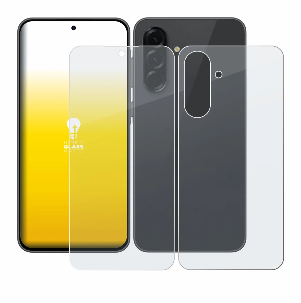 Image de l'appareil Samsung Galaxy A36 5G (Avant+Arrière) avec une grande variété de protections d'écran.