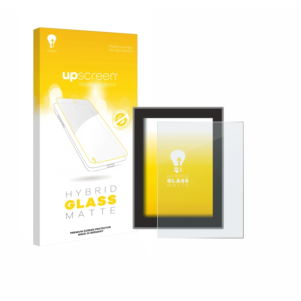 Face avant d’un emballage produit avec le logo de la marque upscreen. À côté, l’appareil Volvo S90 (2018–2024) est représenté 