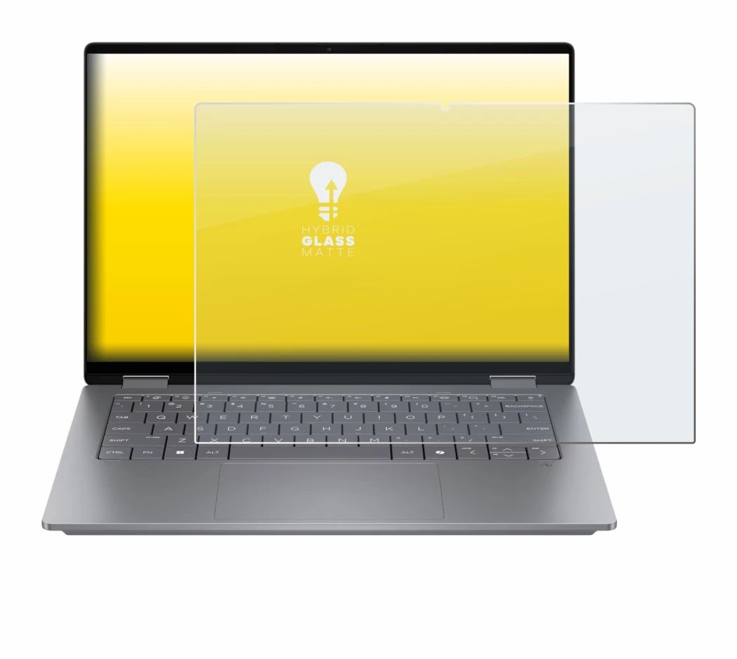 Image de l'appareil HP OmniBook X Flip 14 avec une grande variété de protections d'écran.