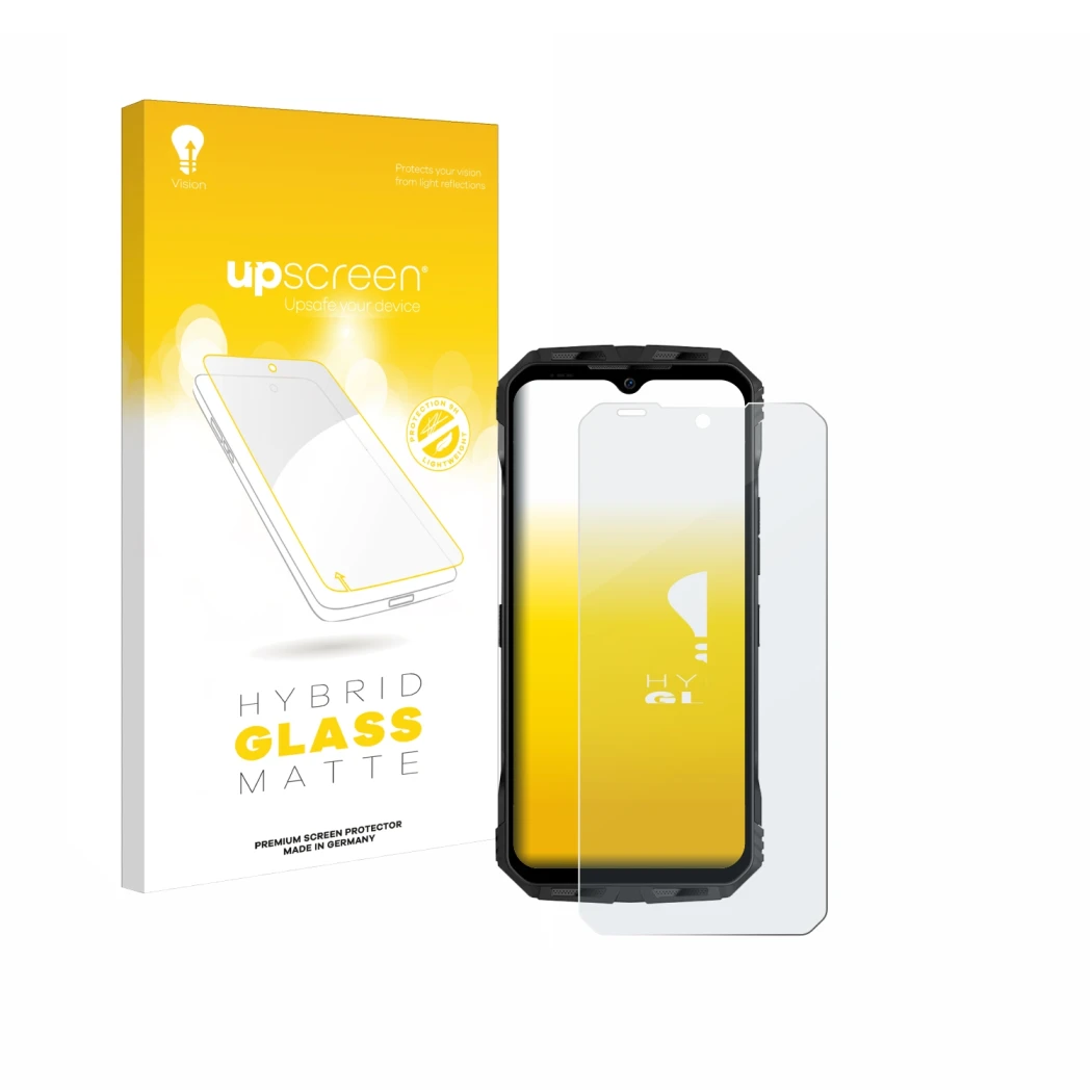 Face avant d’un emballage produit avec le logo de la marque upscreen. À côté, l’appareil Doogee V Max S est représenté avec la