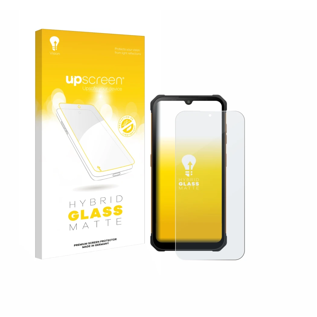 Face avant d’un emballage produit avec le logo de la marque upscreen. À côté, l’appareil Hammer Iron Va est représenté avec la