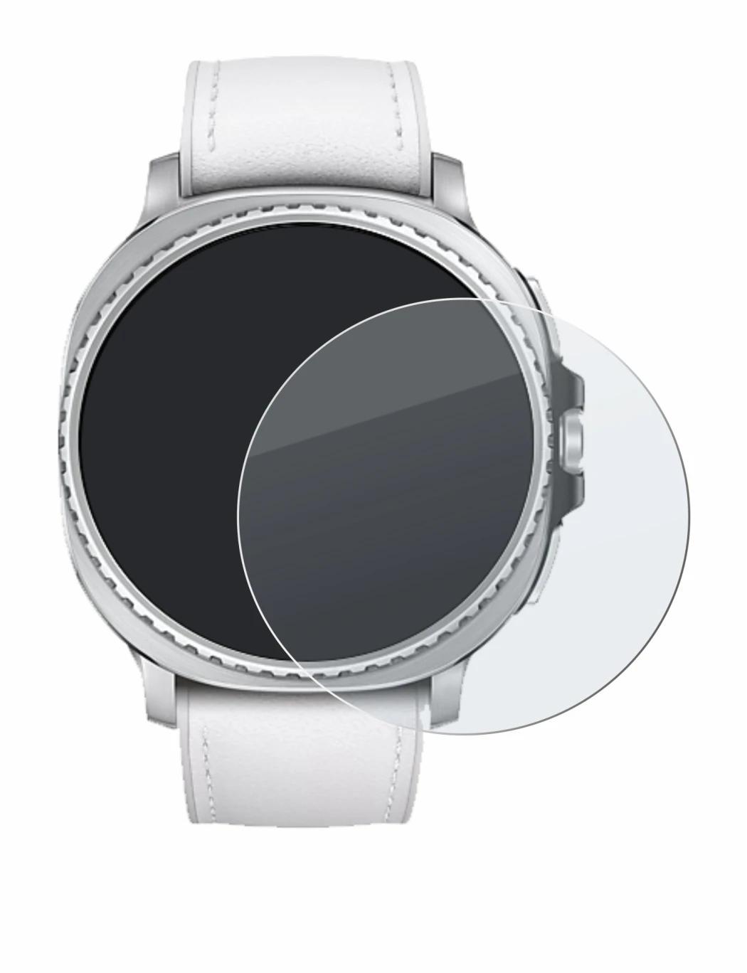 Image de l'appareil Samsung Galaxy Watch 8 Classic (46 mm) avec une grande variété de protections d'écran.