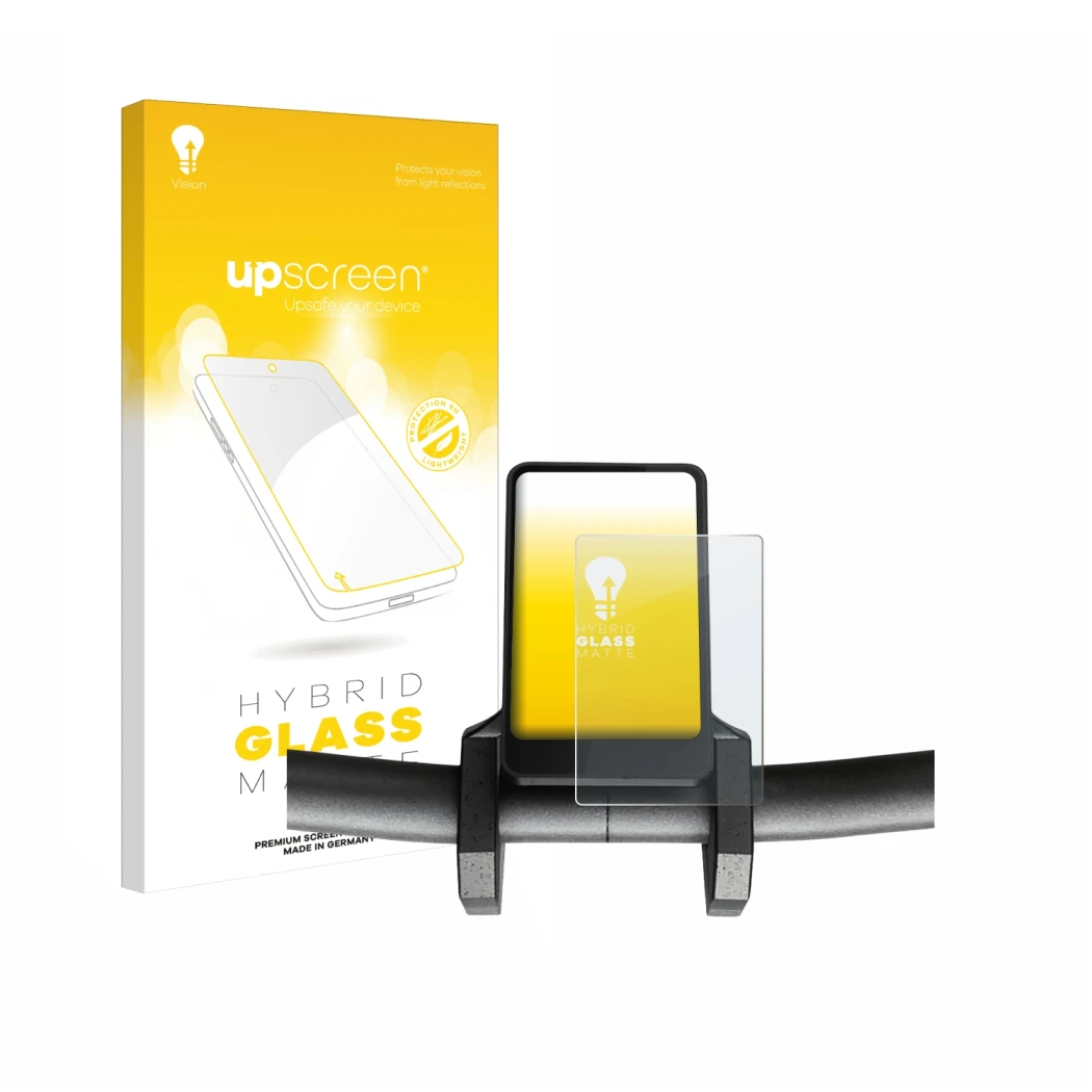 Face avant d’un emballage produit avec le logo de la marque upscreen. À côté, l’appareil Joyor T6 est représenté avec la prote