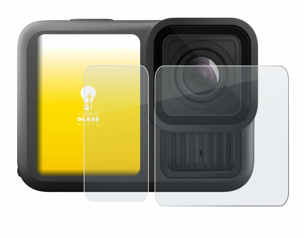 Image de l'appareil GoPro Hero 13 Black Ultra Wide Edition avec une grande variété de protections d'écran.