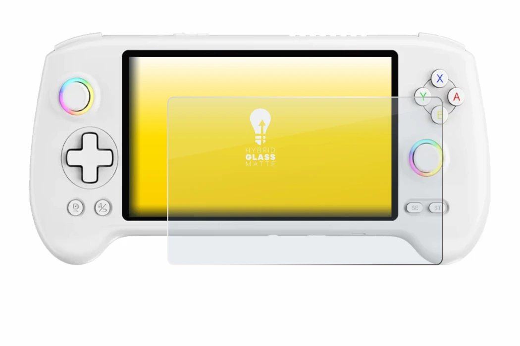 Image de l'appareil Anbernic RG557 avec une grande variété de protections d'écran.