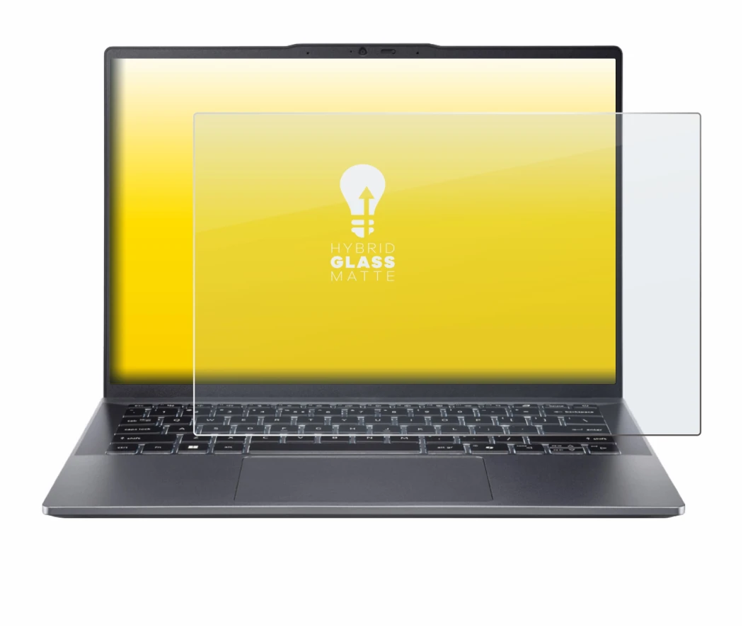 Image de l'appareil Acer Swift Go 14 OLED avec une grande variété de protections d'écran.