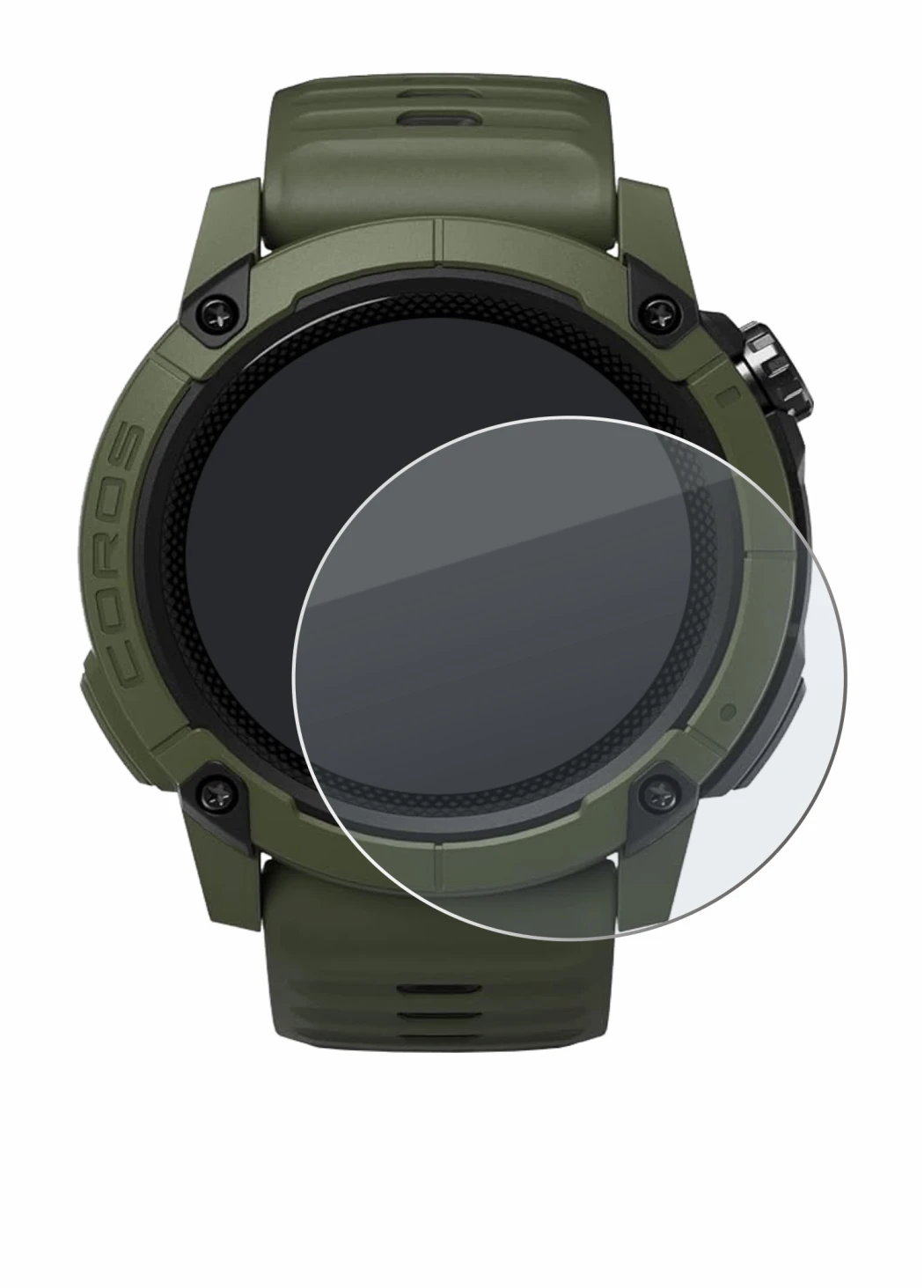 Image de l'appareil Coros NOMAD avec une grande variété de protections d'écran.