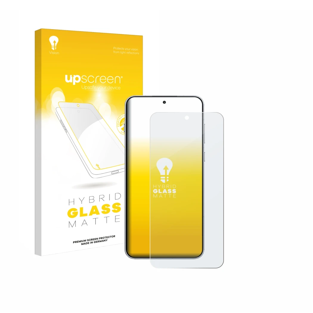 Face avant d’un emballage produit avec le logo de la marque upscreen. À côté, l’appareil OnePlus 15R est représenté avec la pr