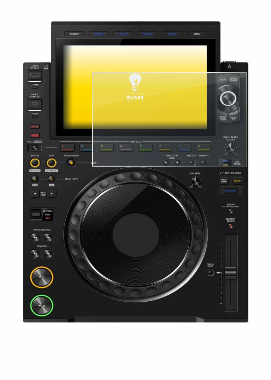 Image de l'appareil Pioneer CDJ 3000X avec une grande variété de protections d'écran.