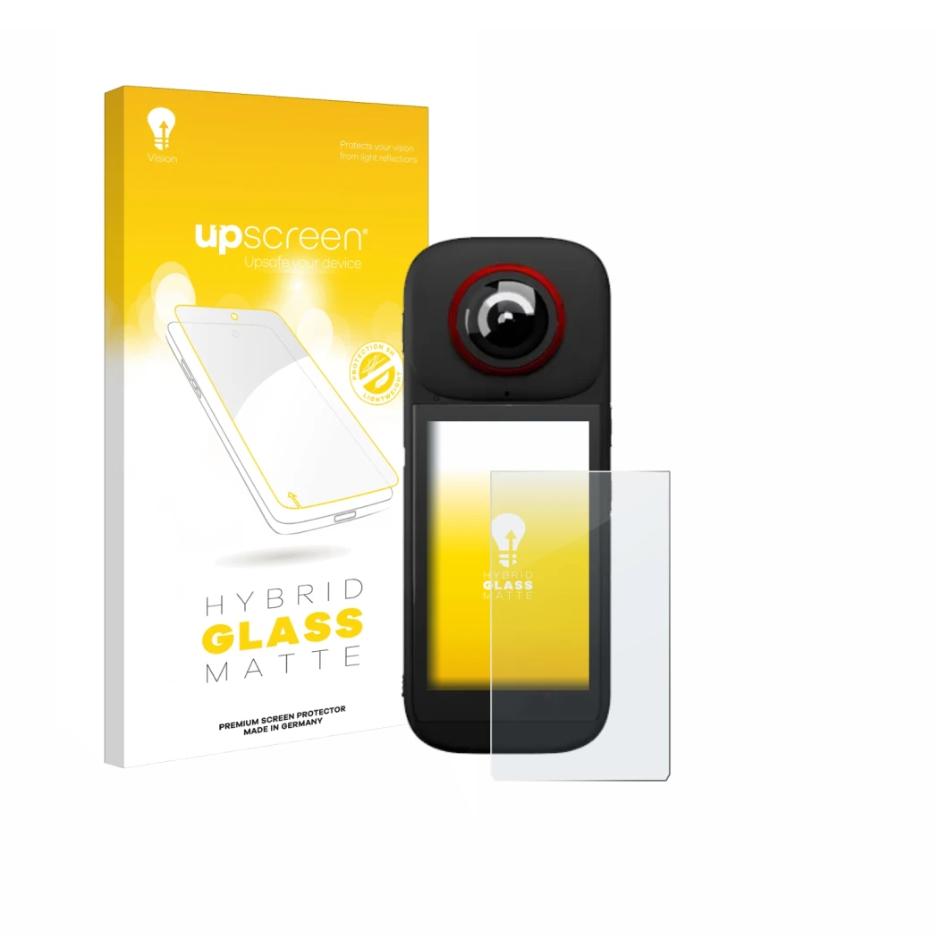 Face avant d’un emballage produit avec le logo de la marque upscreen. À côté, l’appareil Labpano PanoX V3 360° est représenté 