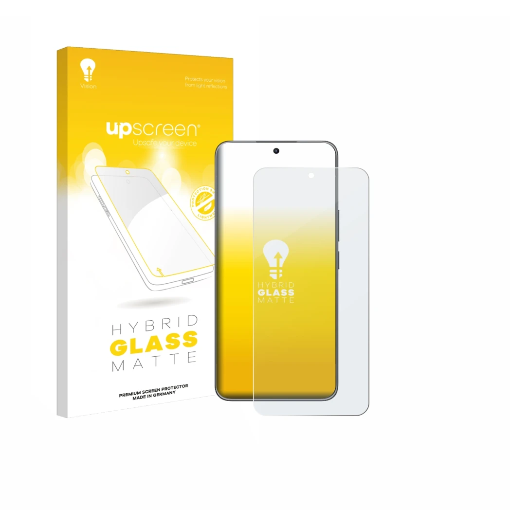 Face avant d’un emballage produit avec le logo de la marque upscreen. À côté, l’appareil Honor X60 GT est représenté avec la p