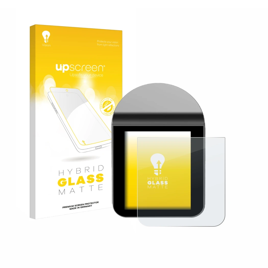 Face avant d’un emballage produit avec le logo de la marque upscreen. À côté, l’appareil KitchenBoss G330 est représenté avec 