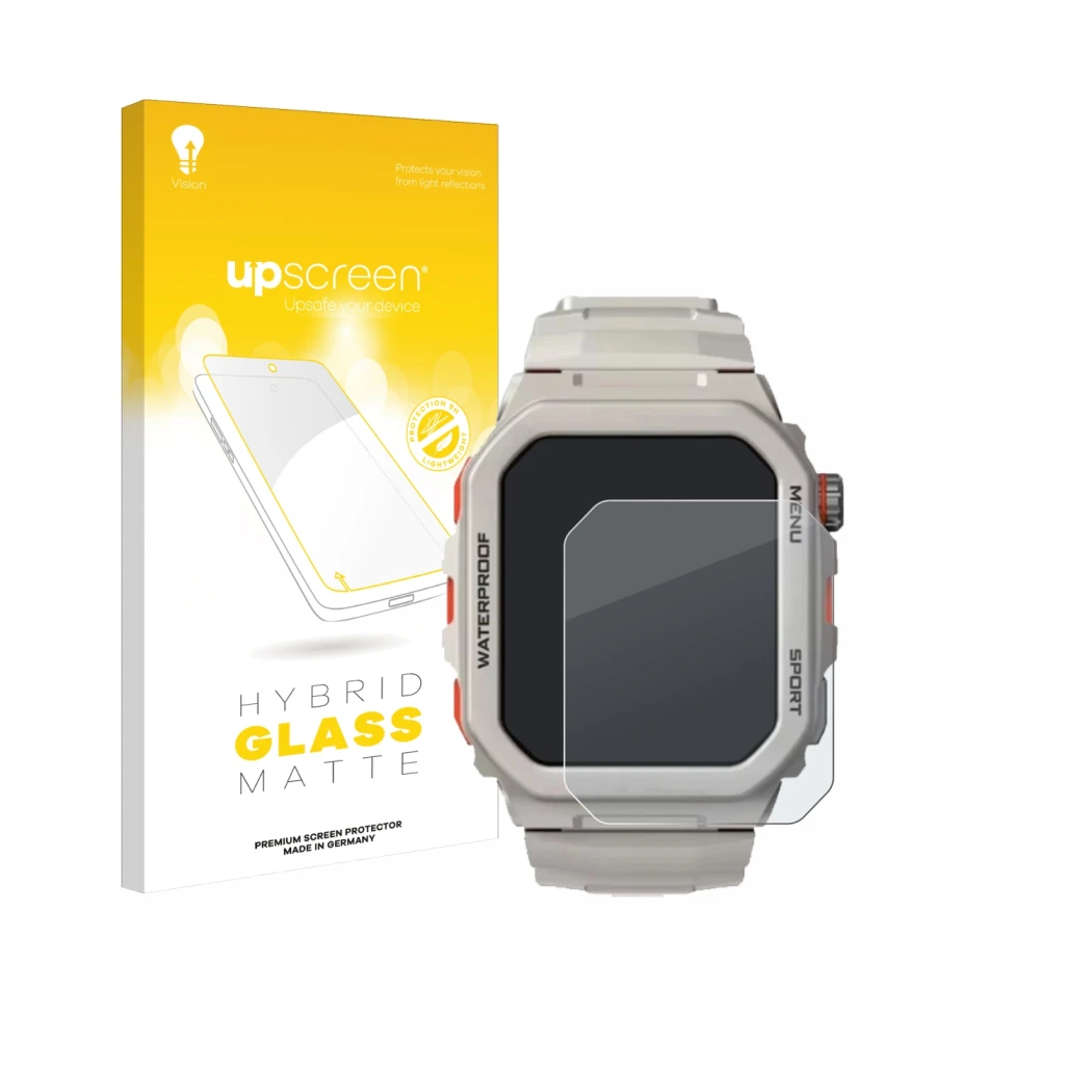 Face avant d’un emballage produit avec le logo de la marque upscreen. À côté, l’appareil Rogbid Tank G2 est représenté avec la