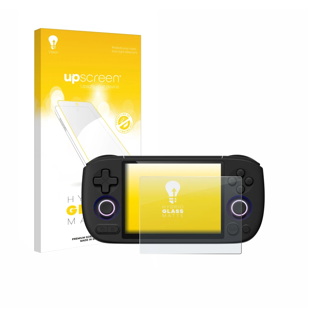 Face avant d’un emballage produit avec le logo de la marque upscreen. À côté, l’appareil Ayaneo Pocket Air Mini est représenté