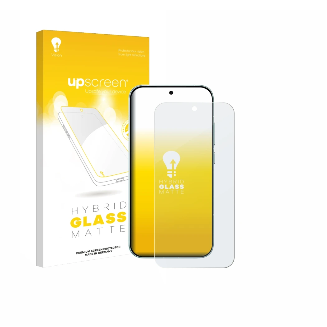 Face avant d’un emballage produit avec le logo de la marque upscreen. À côté, l’appareil Xiaomi Redmi Turbo 5 est représenté a