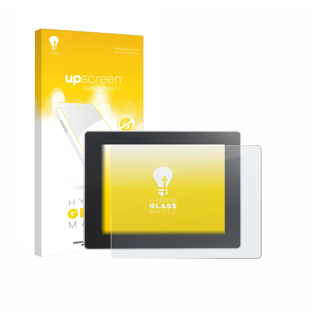 Face avant d’un emballage produit avec le logo de la marque upscreen. À côté, l’appareil Weintek cMT3092X est représenté avec 