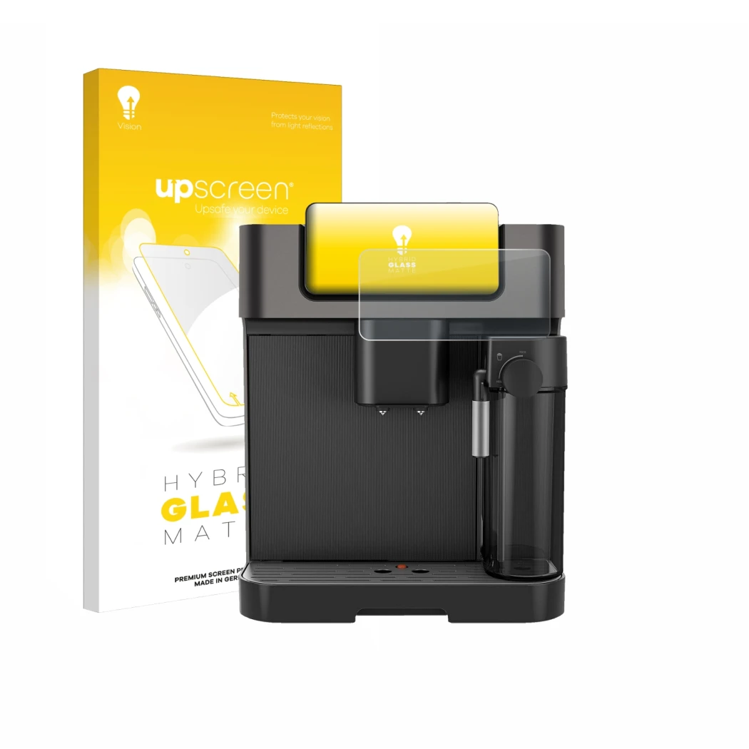 Face avant d’un emballage produit avec le logo de la marque upscreen. À côté, l’appareil Grundig KVA 7230 est représenté avec 