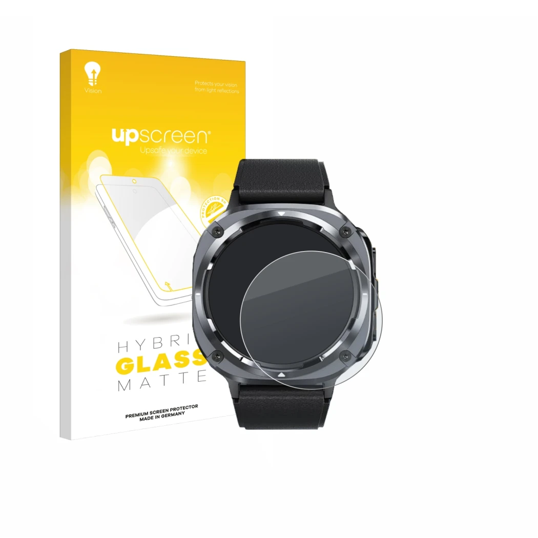 Face avant d’un emballage produit avec le logo de la marque upscreen. À côté, l’appareil TIMU S90+ 1.48