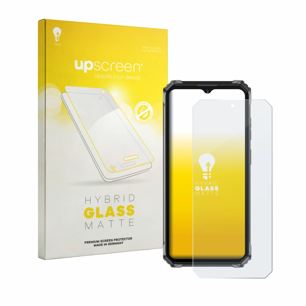 Face avant d’un emballage produit avec le logo de la marque upscreen. À côté, l’appareil Oukitel G7 est représenté avec la pro