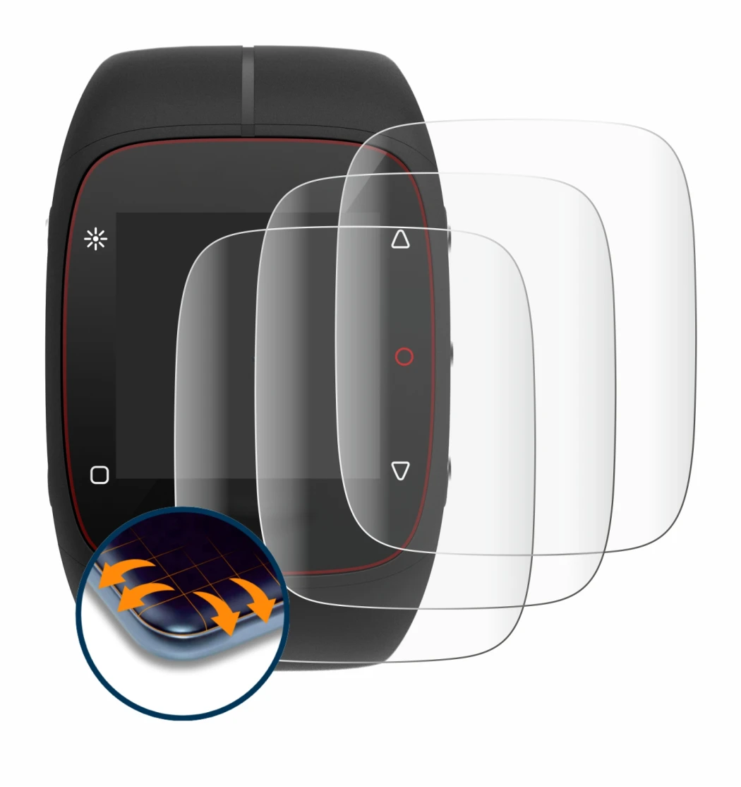 Image de l'appareil Polar M400 avec une grande variété de protections d'écran.