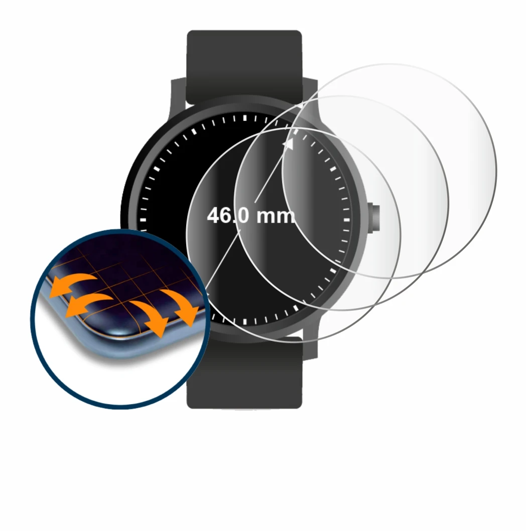 Image de l'appareil Montres (Circulaire, ø: 46 mm) avec une grande variété de protections d'écran.