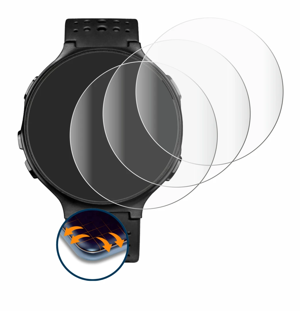 Image de l'appareil Garmin Forerunner 235 avec une grande variété de protections d'écran.
