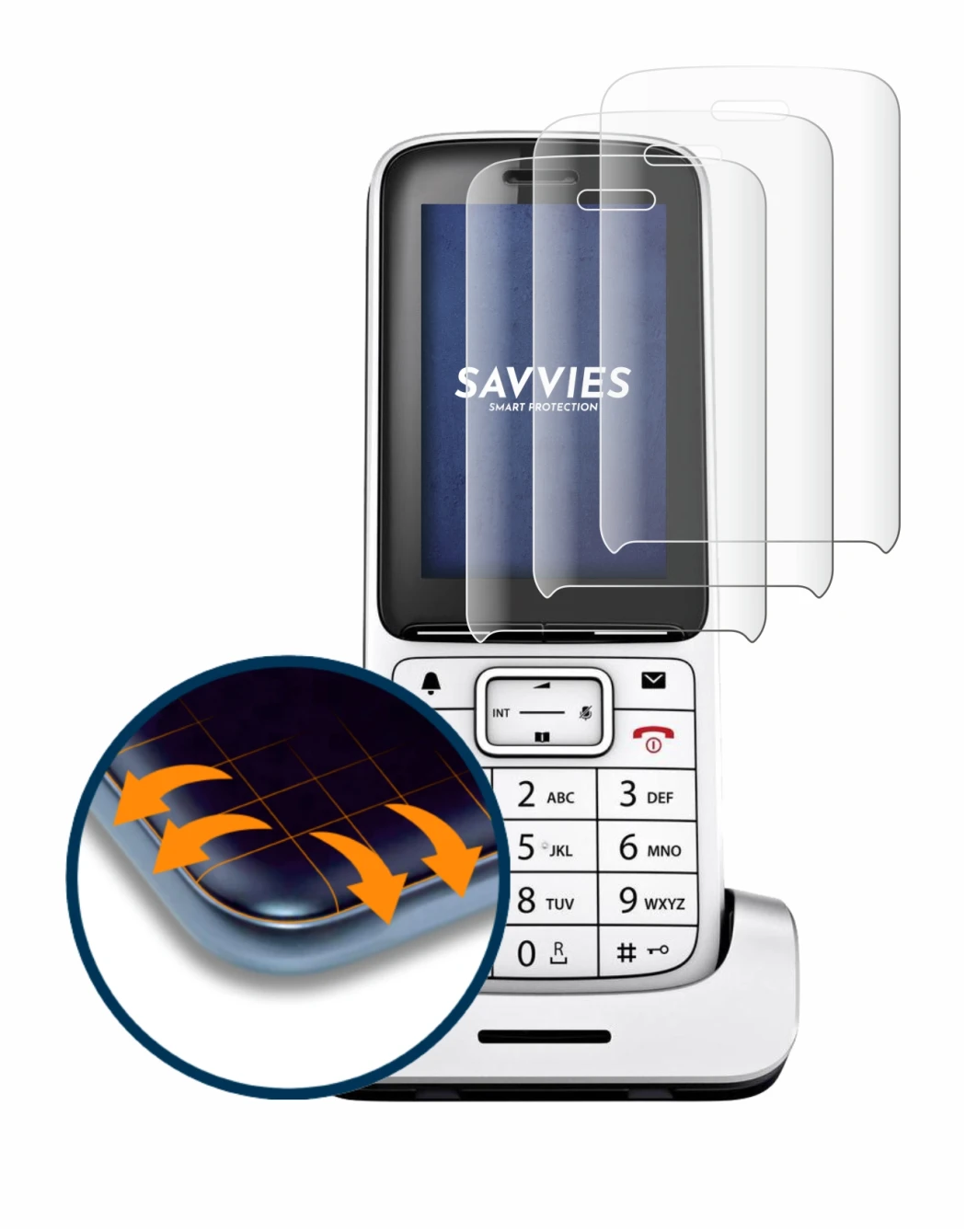Image de l'appareil Gigaset SL450HX avec une grande variété de protections d'écran.
