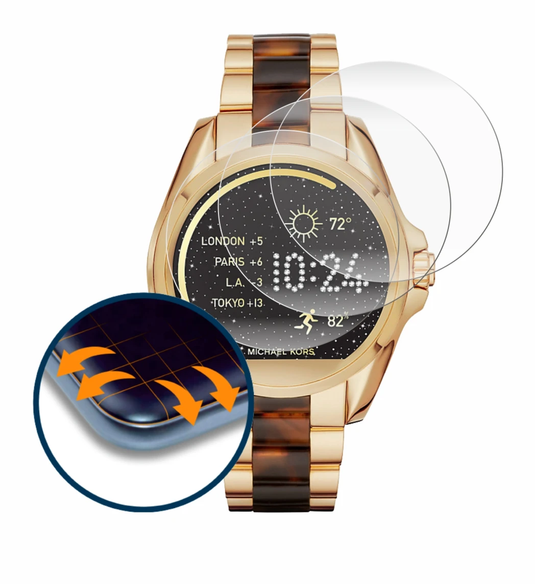 Image de l'appareil Michael Kors Access Bradshaw avec une grande variété de protections d'écran.